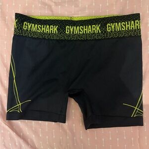 Gymshark Black with Neon Yellow Logo Athletic Shorts